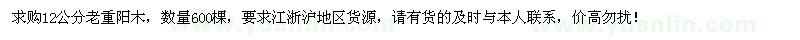 求購12公分老重陽木600棵