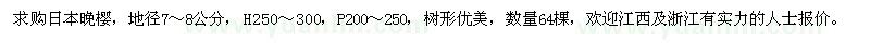 求購日本晚櫻64棵