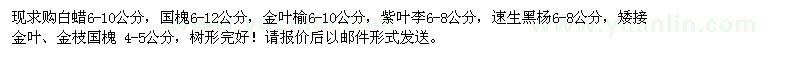 求購白蠟、國槐、金葉榆、紫葉李等苗木