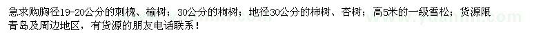 求購刺槐、榆樹、柿樹、杏樹、雪松