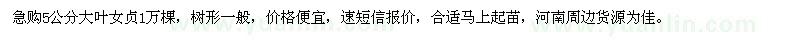 求購5公分大葉女貞1萬棵