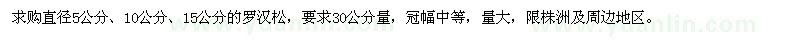 求購(gòu)直徑5公分,10公分,15公分的羅漢松