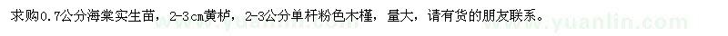 求購海棠實(shí)生苗、黃櫨、木槿