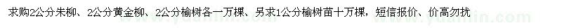 求購2公分朱柳、2公分黃金柳、2公分榆樹、1公分榆樹