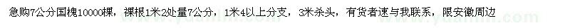 求購7公分國槐10000棵