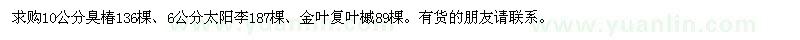求購臭椿,太陽李,金葉復(fù)葉槭