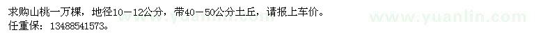 求購山桃一萬棵，地徑10－12公分，帶40－50公分土丘