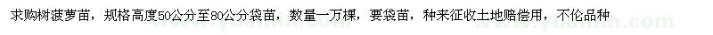 求購樹菠蘿苗