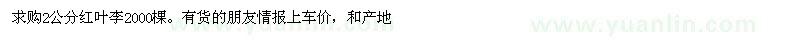 求購2公分紫葉李