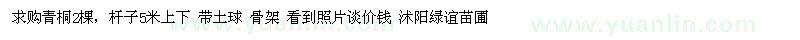 求購青桐2棵