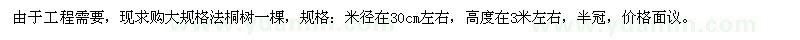 求購大規(guī)格法桐樹