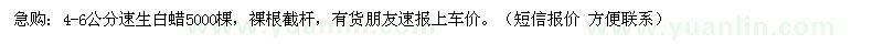 求購急購：4-6公分速生白蠟5000棵