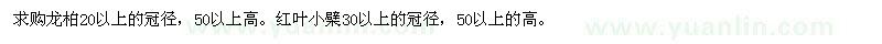 求購龍柏20以上的冠徑，紅葉小檗30以上的冠徑