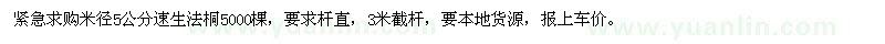 求購(gòu)5公分速生法桐