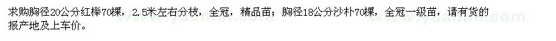 求購(gòu)紅櫸、沙樸