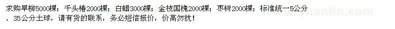 求購(gòu)旱柳、千頭椿、白蠟、金枝國(guó)槐等苗木