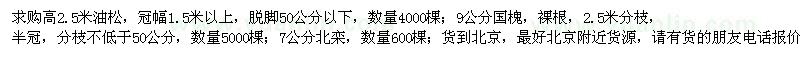求購油松、國槐、北欒