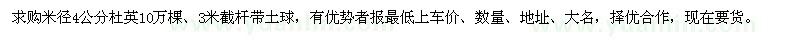 求購米徑4公分杜英