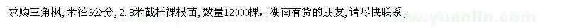 求購三角楓,米徑6公分