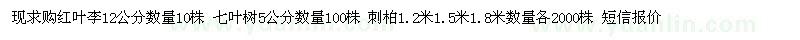 求購紅葉李 七葉樹 刺柏