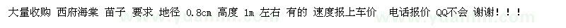 求購大量收購 西府海棠