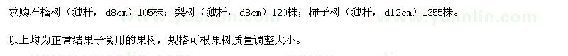 求購石榴樹,柿子樹,梨樹