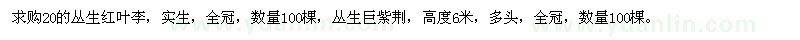 求購20的叢生紅葉李,叢生巨紫荊