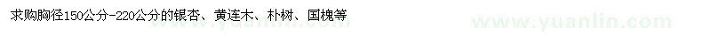 求購胸徑150-220公分銀杏、黃連木、樸樹、國槐等 