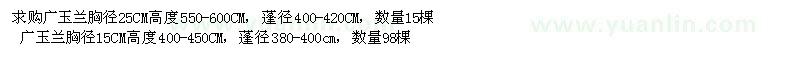 求購胸徑25CM,15CM廣玉蘭