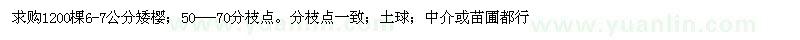 求購(gòu)6-7公分矮櫻