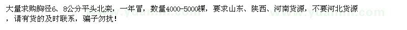 求購(gòu)胸徑6、8公分平頭北欒4000-5000棵