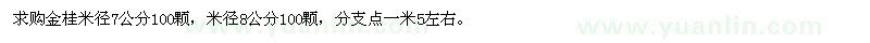 求購(gòu)金桂米徑7公分，米徑8公分