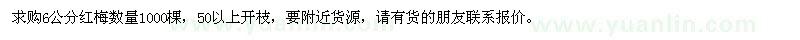 求購6公分紅梅數(shù)量1000棵