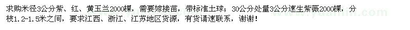 求購紫、紅、黃玉蘭、速生紫薇