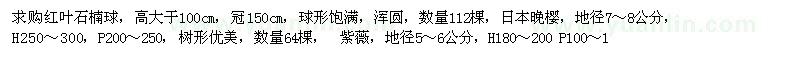 求購紅葉石楠球,桂花,櫻花,紫薇等