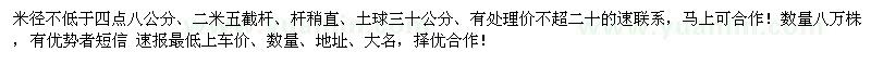 求購米徑五公分的截桿香樟八萬株