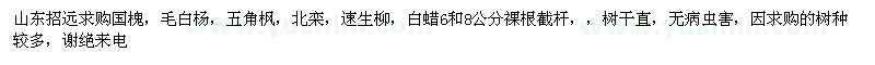 求購(gòu)國(guó)槐，毛白楊，五角楓，北欒，速生柳，白蠟