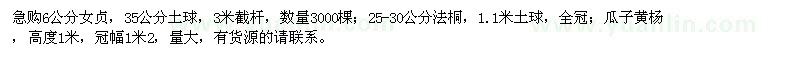求購6公分女貞,25-30公分法桐,瓜子黃楊