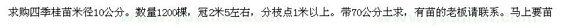 求購四季桂苗米徑10公分