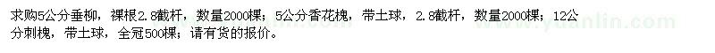 求購(gòu)5公分垂柳、香花槐、12公分刺槐