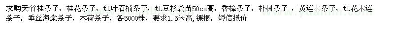 求購(gòu)紅豆杉袋苗，天竺桂紅葉石楠等的條子