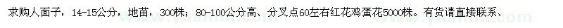 求購人面子,紅花雞蛋花