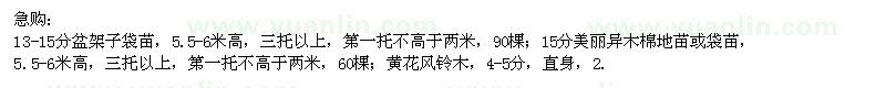求購盆架子,美麗異木棉,黃花風(fēng)鈴木