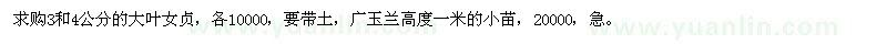 求購(gòu)3和4公分的大葉女