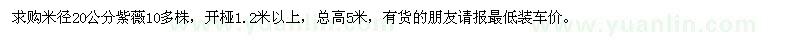 求購米徑20公分紫薇10多株
