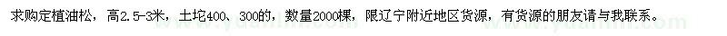 求購高2.5-3米的定植油松