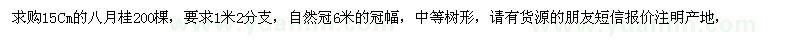 求購15Cm的八月桂200棵