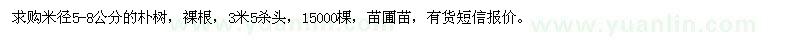 求購(gòu)米徑5-8公分的樸樹