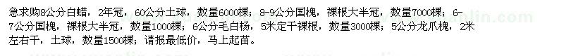 求購白蠟、國槐、毛白楊、龍爪槐