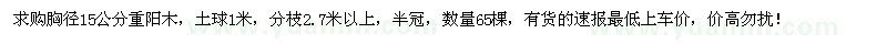 求購(gòu)胸徑15公分重陽(yáng)木65棵